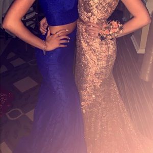2 piece, sparkly royal blue dress, and no damage